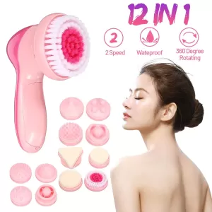 Generic 12-in-1 Pink Multi-function Electrical Facial Massager
