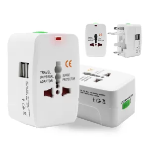 Generic Universal Travel Adapter Dual USB Multi-country White
