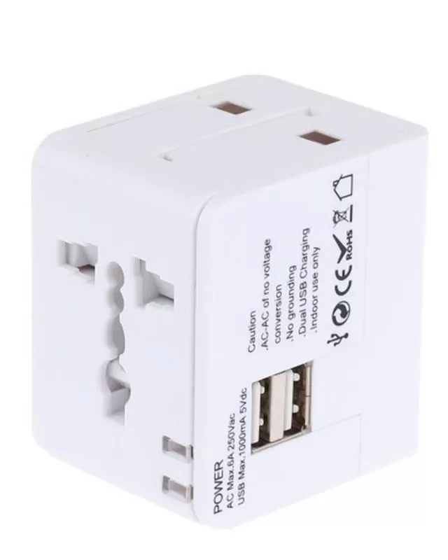 Generic Universal Travel Adapter Dual USB Multi-country White - image 3