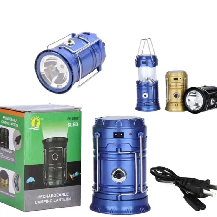 Blue Rechargeable Camping Lantern LED Solar Panel