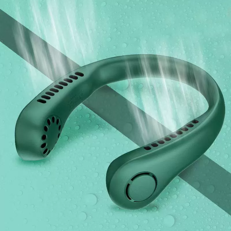 Green Neck Fan Portable Air Cooler USB Vaneless 360 Degree