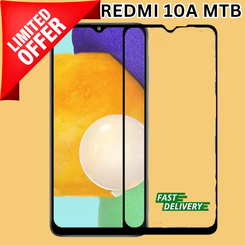 Redmi 10A Tempered Glass 9H Hardness Full Glue-Full Coverage