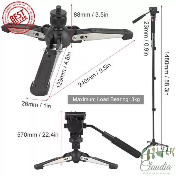 Generic VCT-288 Camera Monopod Holder with Fluid Pan Head - image 4