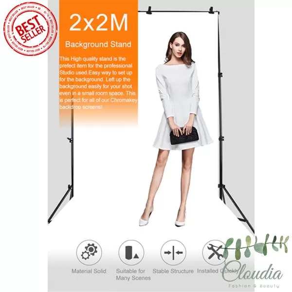 Generic 2x2M Aluminum Alloy Background Stand Black Photography