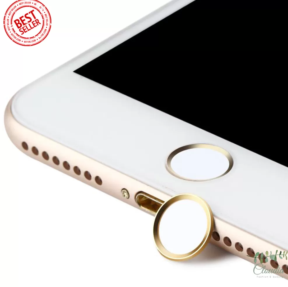 iPhone Home Button Sticker Finger Print Support Gold White