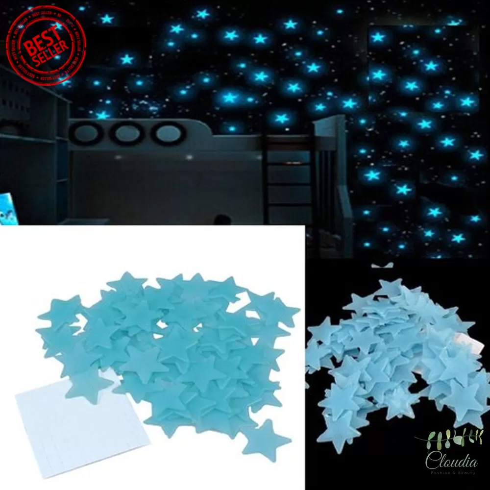 Generic 72Pcs Set Light Blue Fluorescent Radium Stars