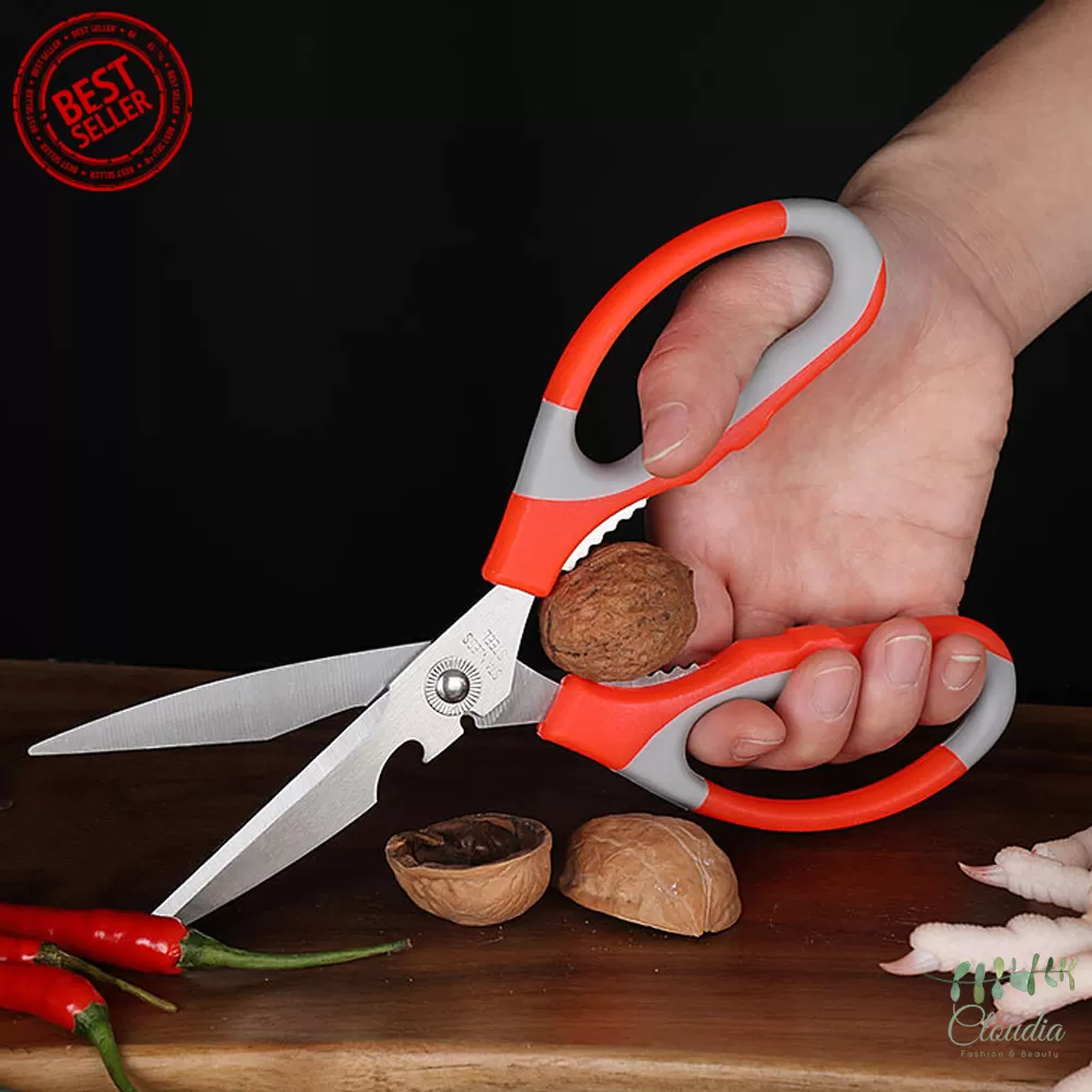 Orange Kitchen Scissors Multifunctional Stainless Steel - image 2