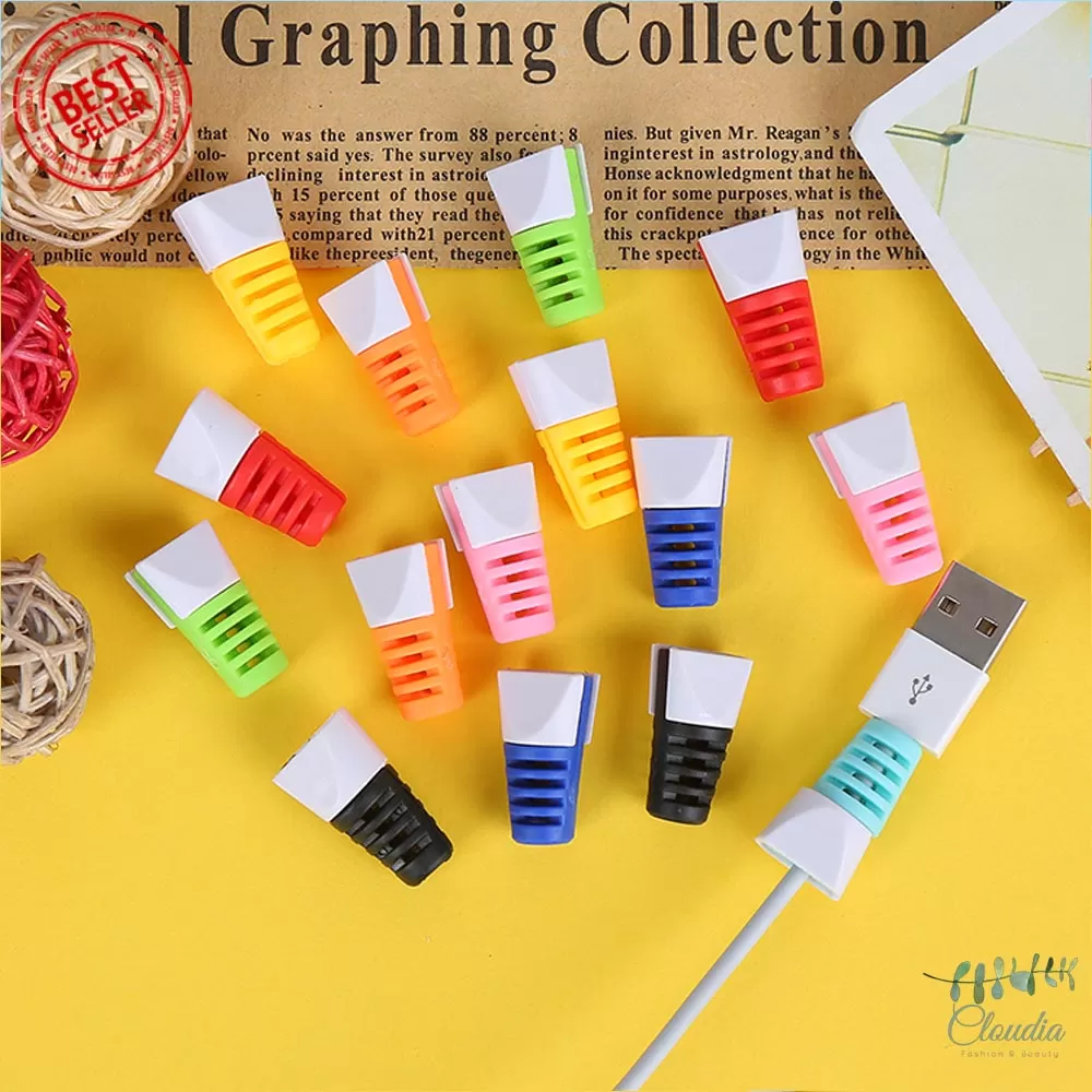 Silicone USB Cable Protector for Earphone Wire Orange - image 2