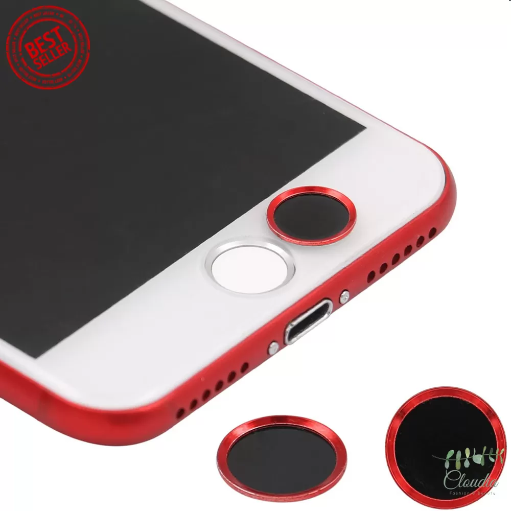 Iphone Red Black Home Button Sticker Fingerprint Support