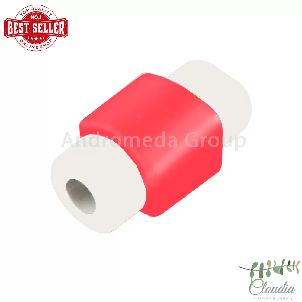 Red Silicone USB Cable Protector Earphone Wire Cord - image 1