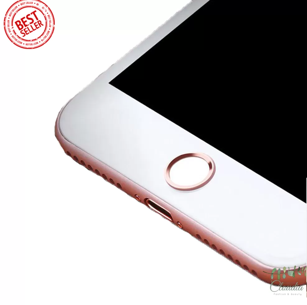 iPhone Home Button Sticker Rose Gold White Fingerprint Support