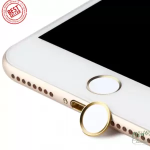 iPhone Home Button Sticker Finger Print Support Gold White