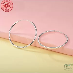 Generic Large Silver Round Hoop Earrings