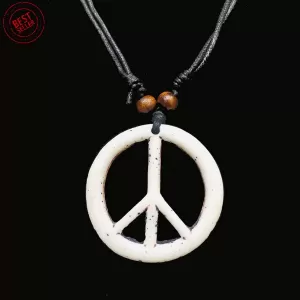 Generic Men Vintage White Round Pendant Necklace
