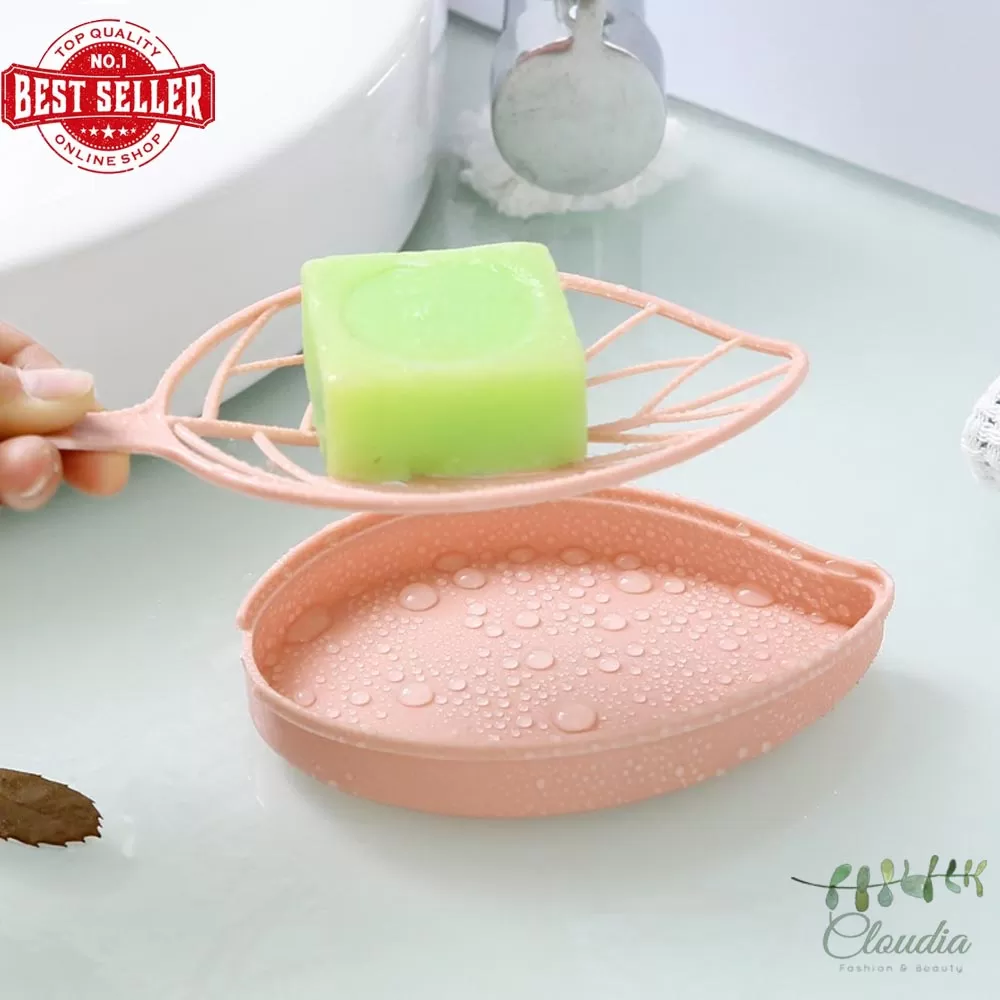 Generic Leaf Shape Double Layer Portable Soap Dish - image 2