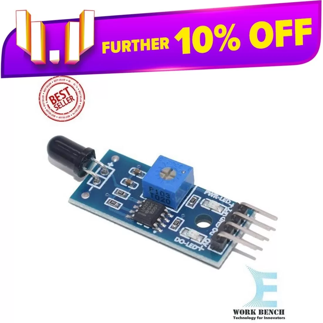Generic 4 Pin IR Flame Detection Sensor Module