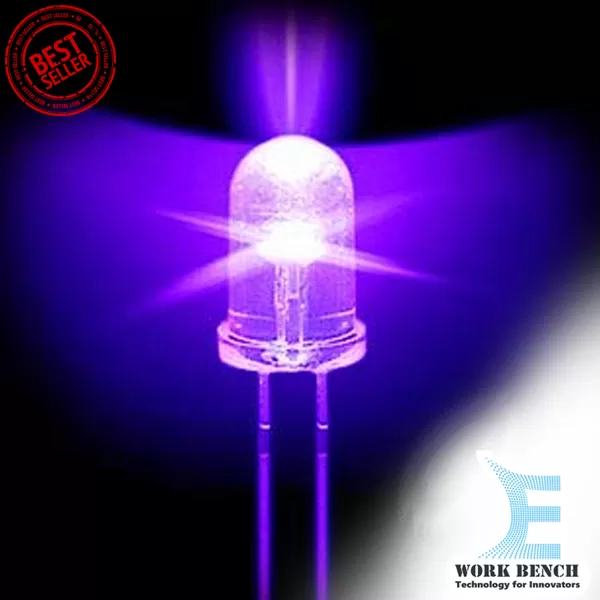 Generic 5Pcs Super Bright 5mm Round UV/ Purple LED Diode
