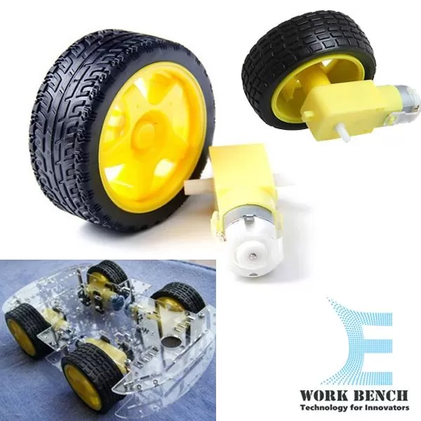 TONQUU Smart Car Robot Plastic Tire Wheel With Dc 3-6V Gear Motor - image 2