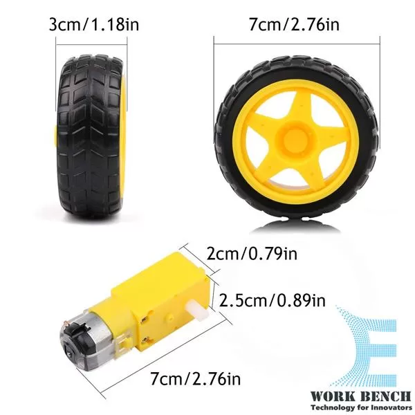 TONQUU Smart Car Robot Plastic Tire Wheel With Dc 3-6V Gear Motor - image 5