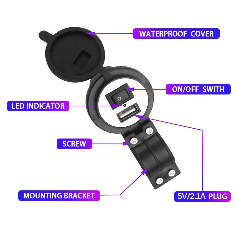 12V 24V USB Bike Motorcycle Motorbike Phone Charger - image 2