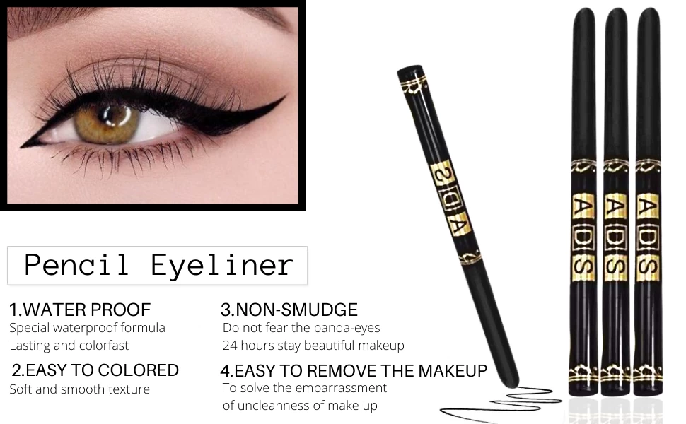 ADS Perfect Twist Black Pencil Eyeliner Waterproof - image 6