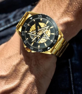 WINNER Golden Automatic Skeleton Mechanical Skull Watch - image 2