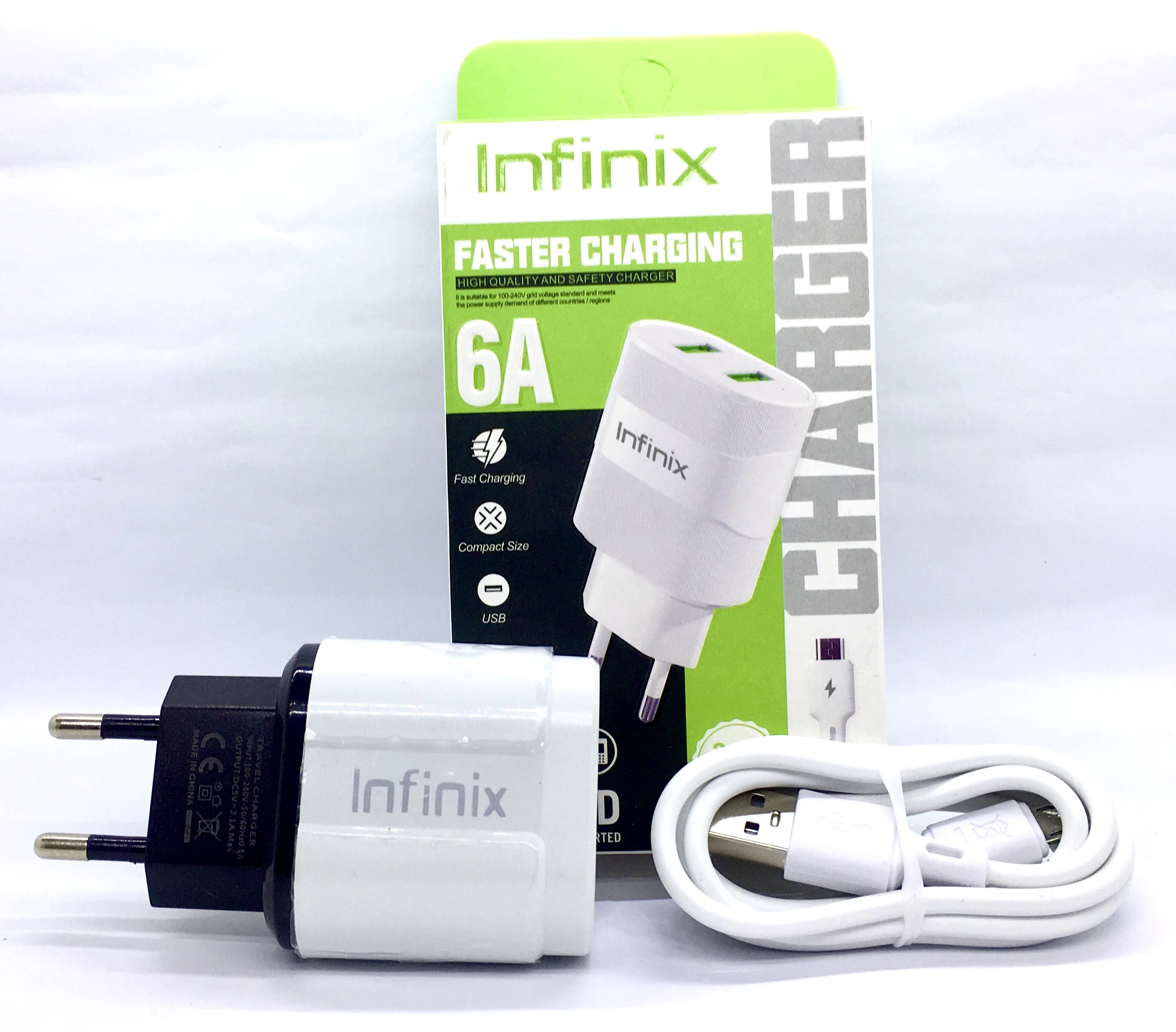 Infinix fast charger 2pin 6A 2 port