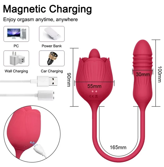 Rose Tongue Vibrator With Thrusting Sex Toy - image 3