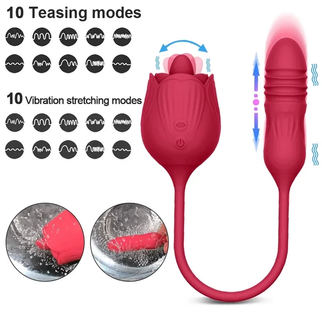 Rose Tongue Vibrator With Thrusting Sex Toy - image 2