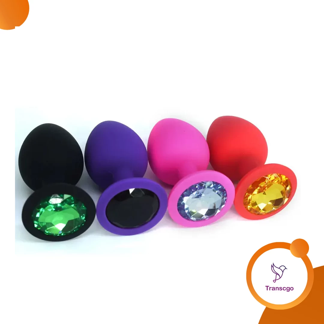 Generic Silicone Anal Plug Removable Jewel Decoration - image 2
