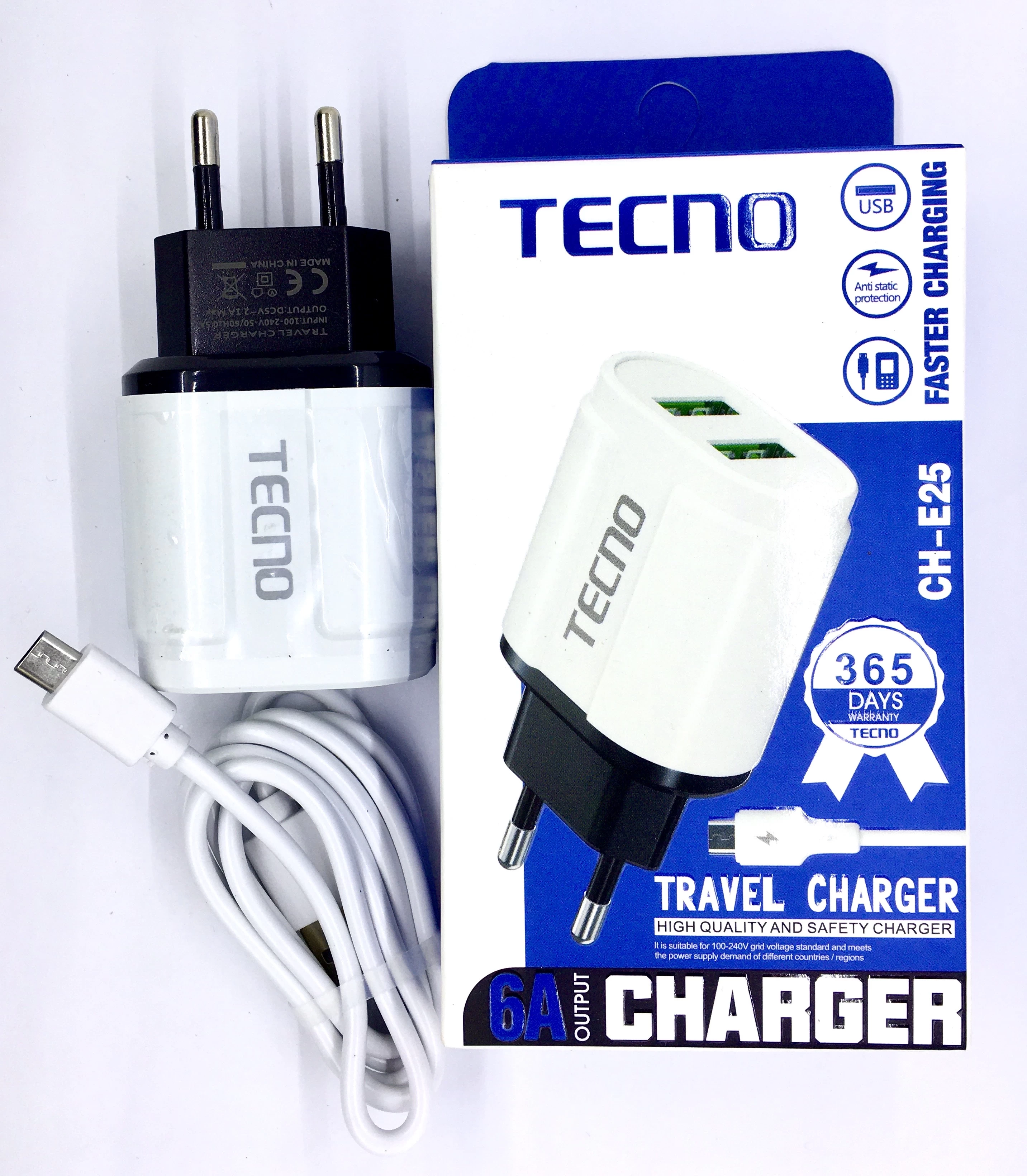 Tecno 6A Fast Charger with Cable