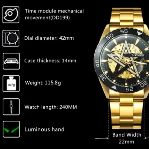 WINNER Golden Automatic Skeleton Mechanical Skull Watch