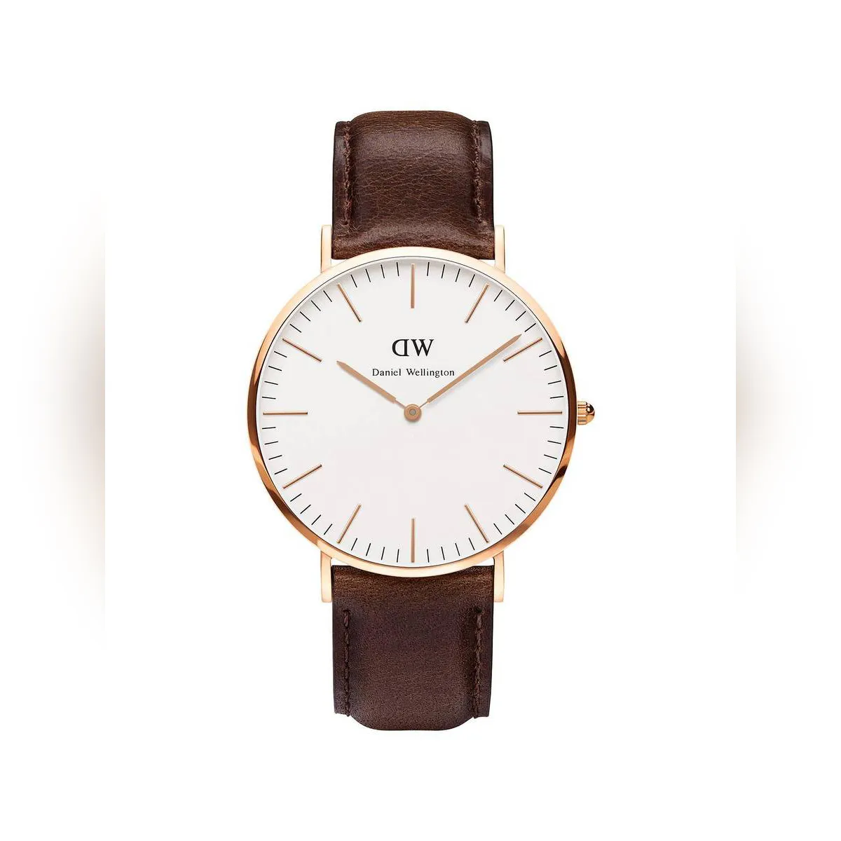Generic Analog Watch Dark Brown White Dial