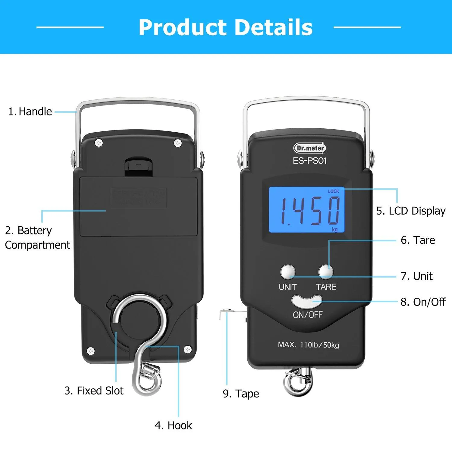 Generic LCD Display 110Lb/50Kg Digital Fishing Scale - image 3