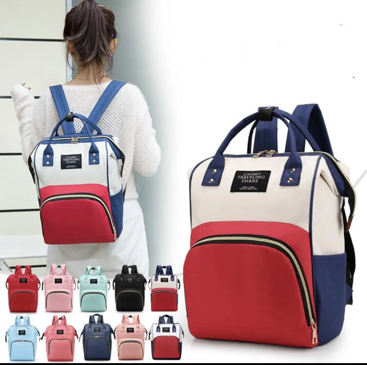 Living Traveling Share Diaper Bag Backpack Large Capacity