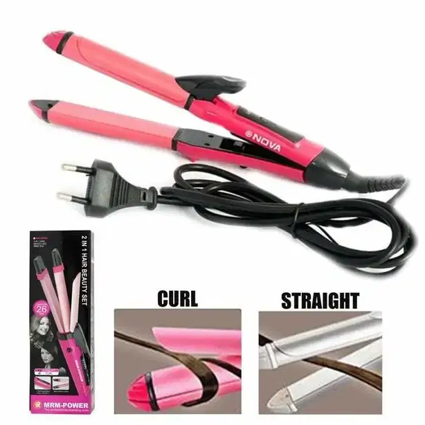 Nova 2-in-1 Hair Curler & Straightener Set - image 2