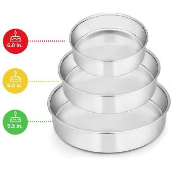 Generic Round Shape Cake Baking Pan 3 Pcs - image 2