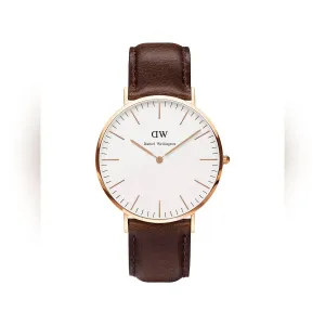 Generic Analog Watch Dark Brown White Dial