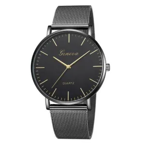 Geneva Fashion Casual Ladies Watch Mesh Belt Black