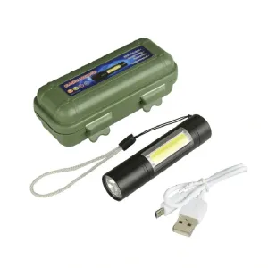 Portable COB Flashlight 1000 Lumens 3 Modes USB Rechargeable