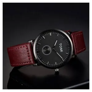 Tomi T073 Unisex Quartz Wristwatch Maroon