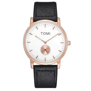 Tomi T075 Unisex Black White Dial Quartz Watch
