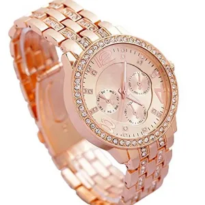 GENEVA Women Fashion Diamond Bling Quartz Rose Gold Watch