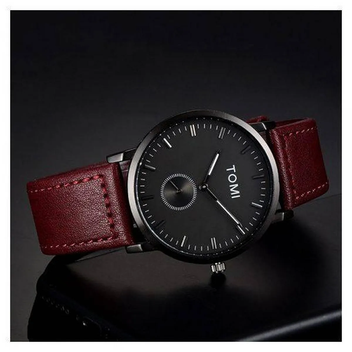Tomi T073 Unisex Quartz Wristwatch Maroon