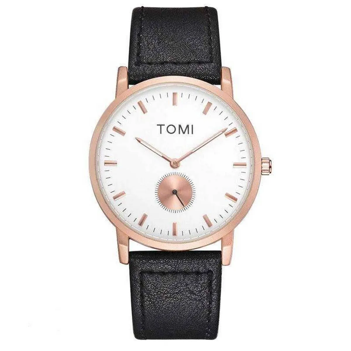 Tomi T075 Unisex Black White Dial Quartz Watch