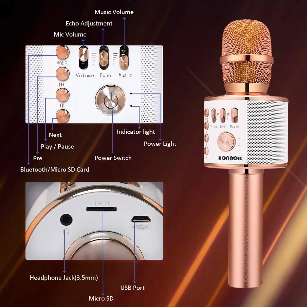 Generic Wireless Bluetooth Karaoke Microphone 3-in-1 Portable - image 4