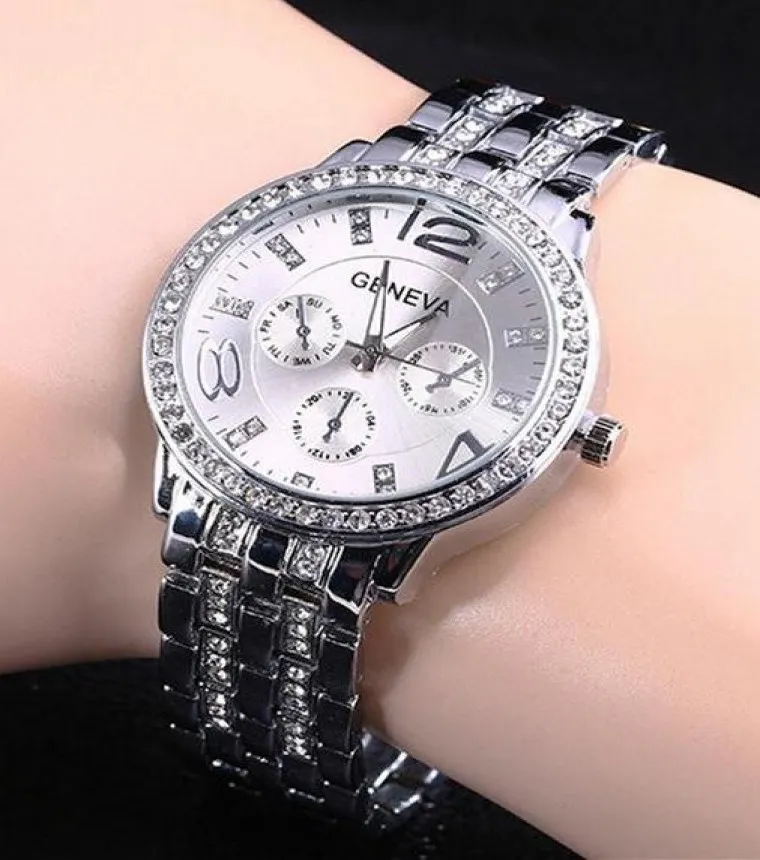 Geneva Women's Luxury Diamond Bling Crystal Quartz Watch - image 2