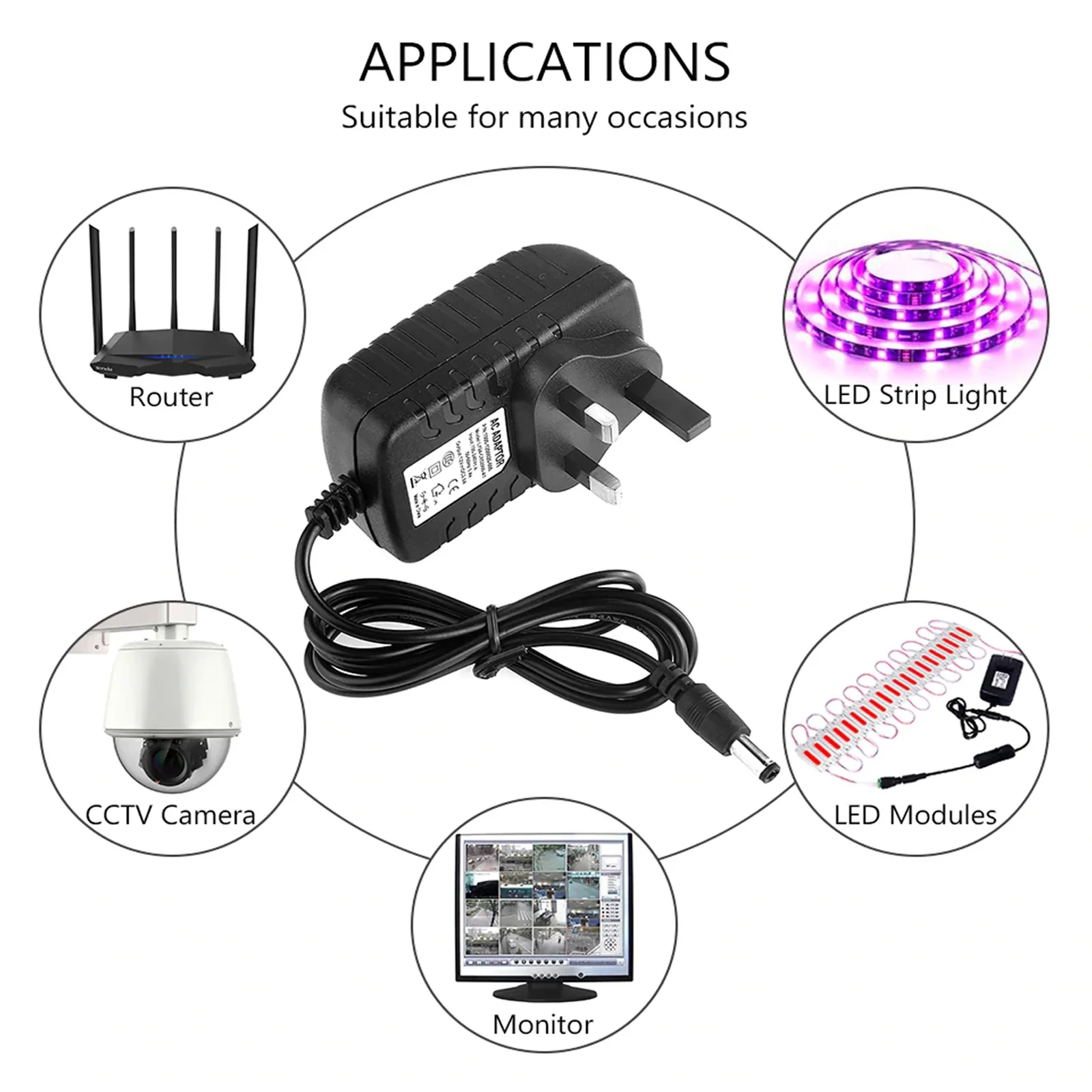 Generic 12V 2A Power Supply Adapter - image 2