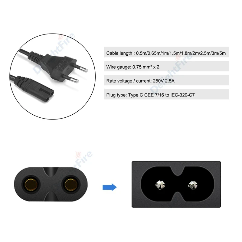 Generic EU Power Supply Cable Cord IEC C7 - image 2