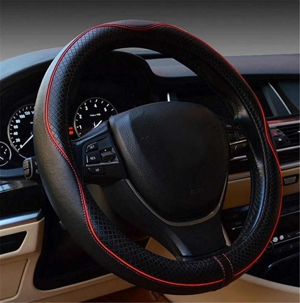 Generic Car Steering Wheel Cover Leather Medium Size - image 2